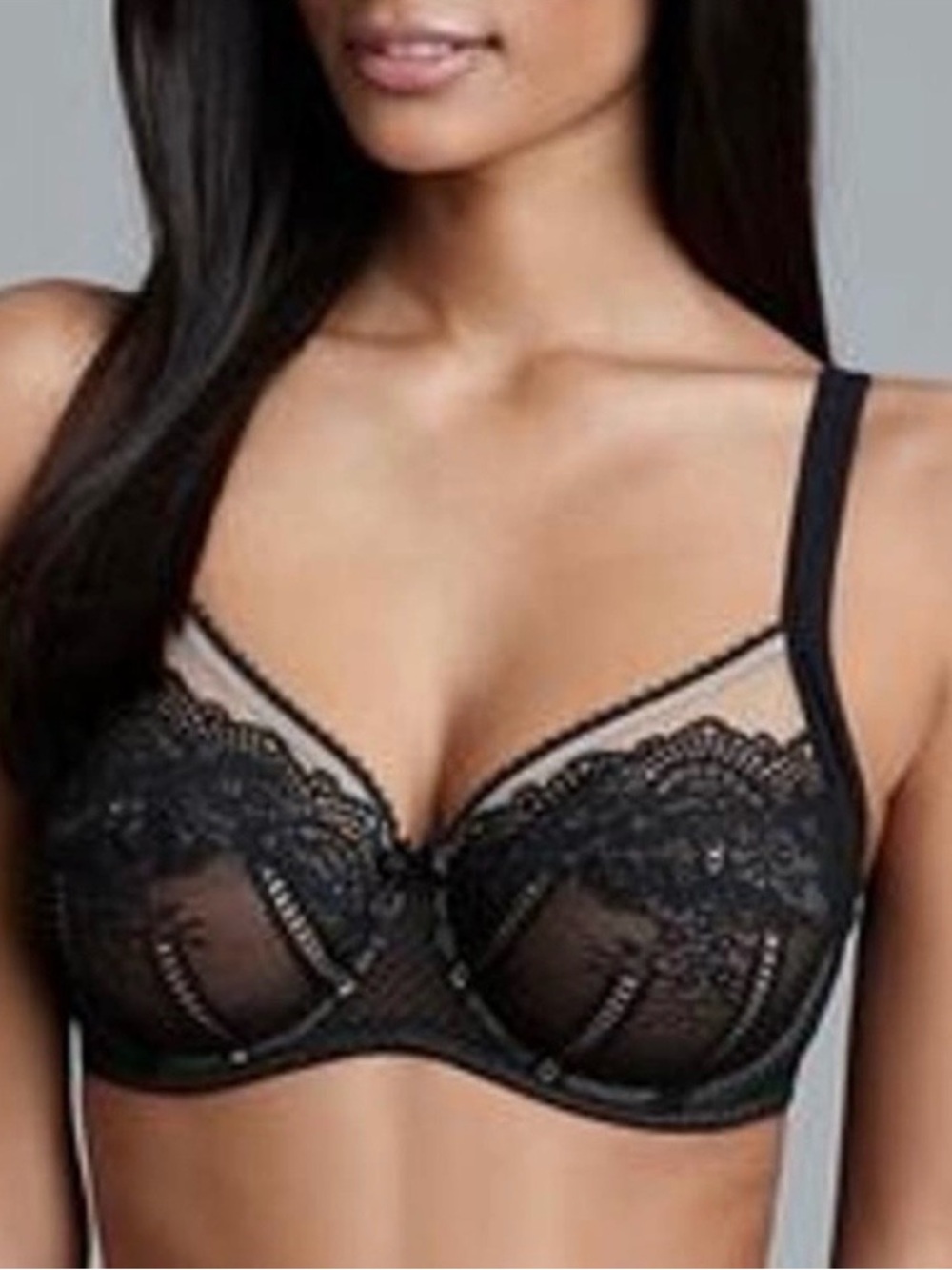Wacoal 855216 Black Lace Sheer Underwire Bra 38C